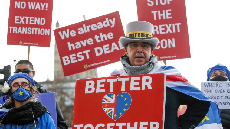 Photo of Brexit protesters with banners