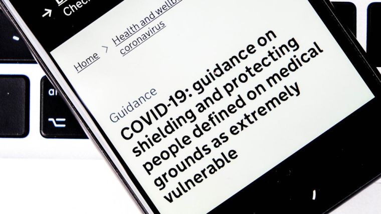 Mobile Phone Or Smartphone Screenshot NHS Guidance On Shielding Covid-19 Vulnerable People