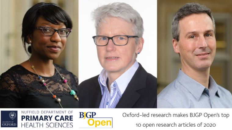Three images of Oxford researchers who make the BJGP Open's top 10 open research articles of 2020.